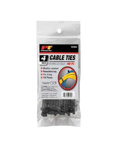 Performance Tool | Black Cable Ties 100pc - 100mm (4")