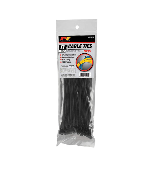 Performance Tool | Black Cable Ties 100pc - 200mm (8")