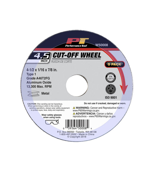 Performance Tool | Cut Off Disc - 115 x 1.5 x 22mm (5 pack)